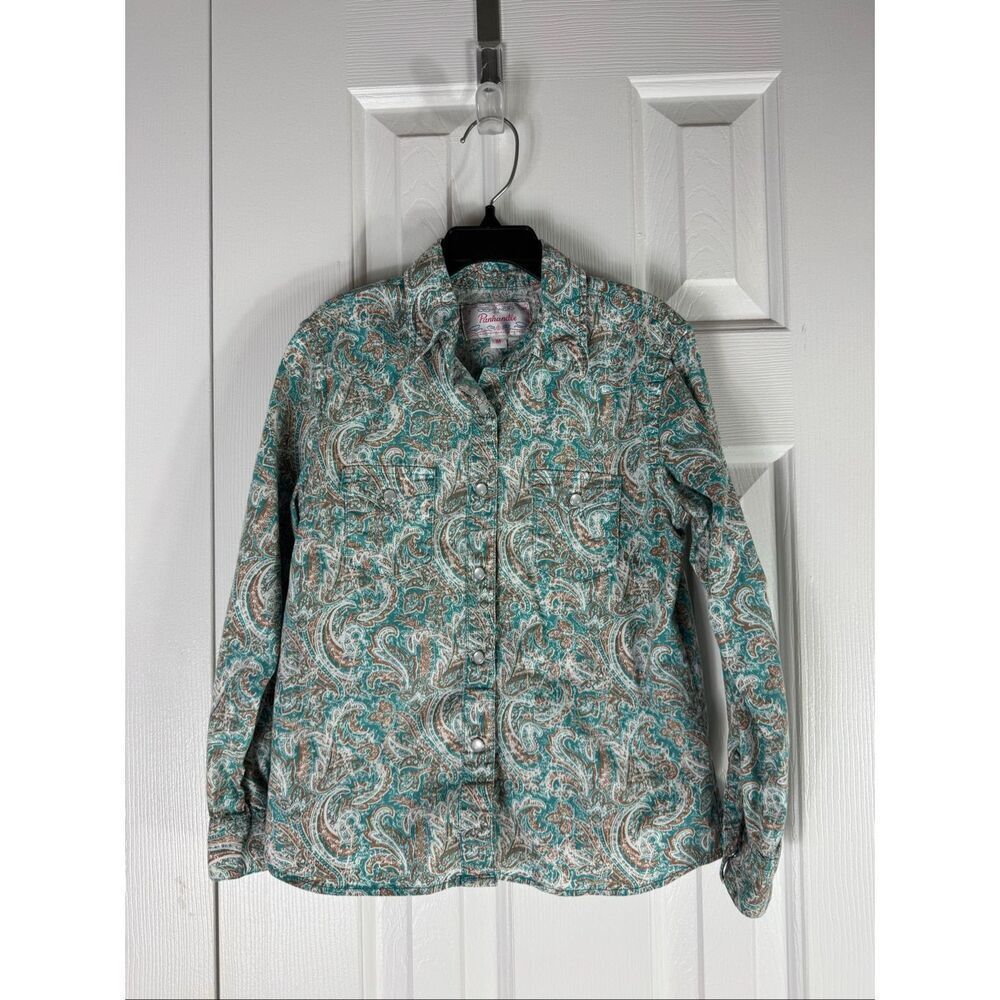 Panhandle Girls Paisley Pea Snaps Button Front Shirt 7/8